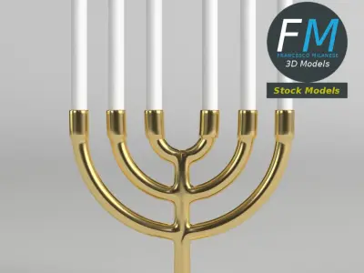 Menorah gold candlestick 3D model