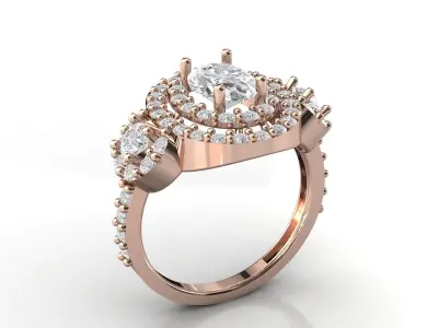 STL 3DM Print Ready Women Diamond Ring Lightweight Printable  3D print model 67