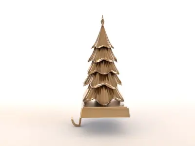 Pine Tree Shaped Christmas Stocking Hanger 3D model