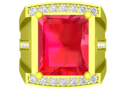 Luxury Square Cut Halo Stone Ring 3D Model  4981 3D print model