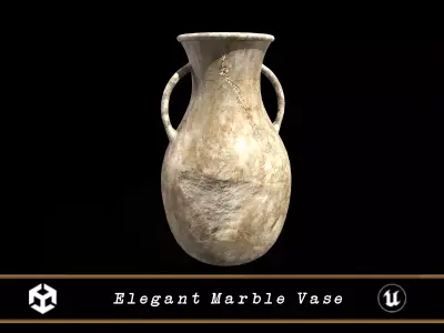 Old Elegant Marble Vase Low-poly 3D model