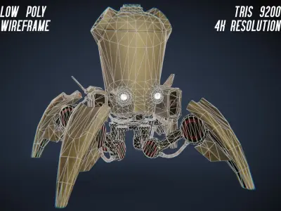 Bass Booster robot Sci FI  game-ready  Low-poly 3D model