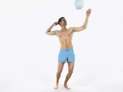 Virtue 04F Beach Serving Sports Man Low-poly 3D model