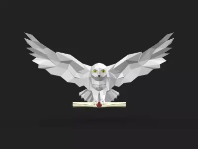 snowy owl low poly 3D print model