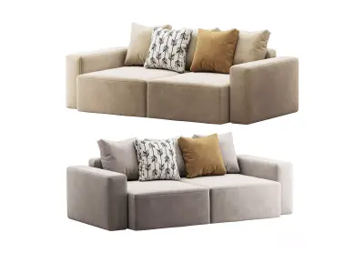 Vincent Navy Blue Retractable Sofa 3D model