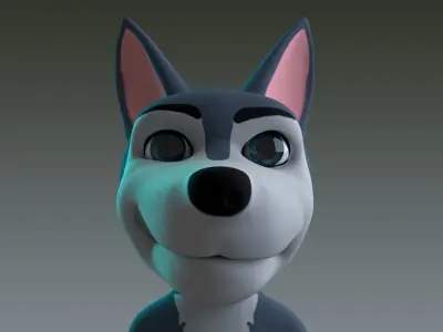 Stylized Young Wolf Rigged Low-poly 3D model