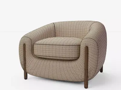 Lyla Chair-Sheepskin Camel 3D model