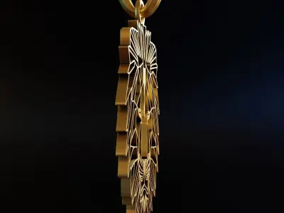 Feline Lion Stylized Pendant Amulet Necklace Design 3D print model