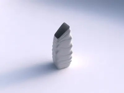 Vase bent rectangle with distorted horizontal dents 3D print model