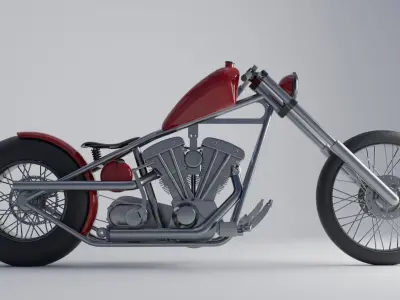 Rigged Cruiser motorbike 3D model