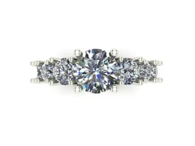 Engagement Ring With 7 Round Diamond 3D model