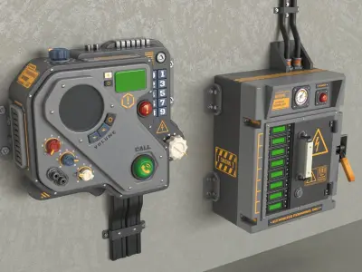 Control Panel 2 - 10 pieces Low-poly 3D model