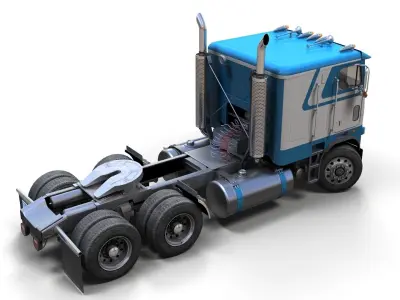 Freightliner cabover semi truck Low-poly 3D model