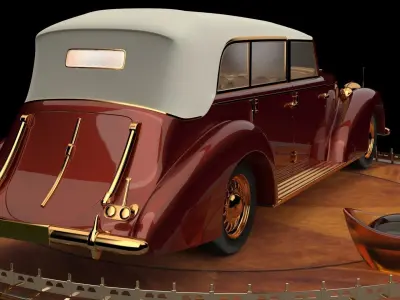 Chinese gold ingot with classic car 3D model