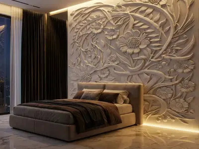 modern panel wall decor set relief stl mural CNC 269  3D model