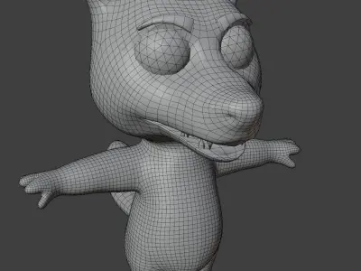 Cartoon Wolf Rigged Base Mesh 3D Model Low-poly 3D model