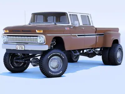 Pickup 1963 C30 4 Door Dually Classic Wheels  3D model