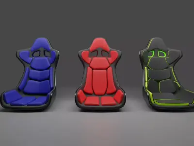 racing bucket seat pack of 3 Low-poly 3D model