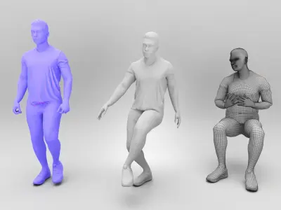 Animated young man playing football 365 Low-poly 3D model