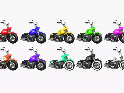 10 Motorcycle Cartoon A Racing Collection - Custom Vehicle 3D Model Pack