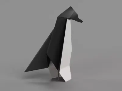 Paper Penguin Low-poly 3D model