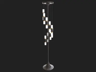 Light Modern Multiple Heads Black Floor Lamp 3D model