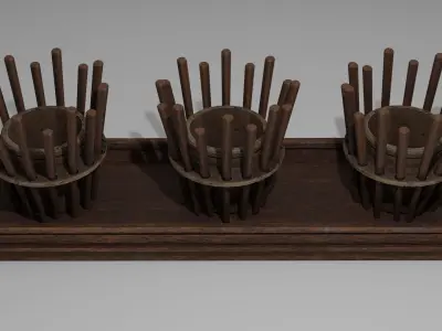 Old Wooden Candlestick Decoration  Free 3D model