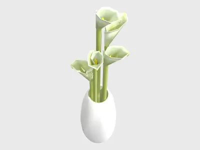 Decorative Vase With Lillies Low-poly 3D model