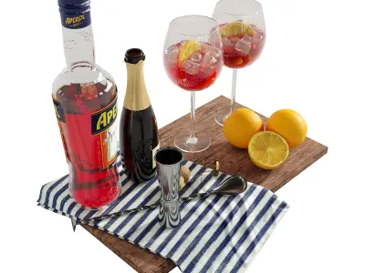 Cocktail decor set 4 Aperol 3D model
