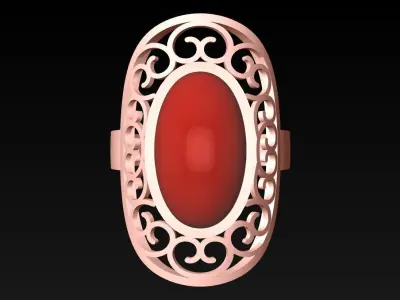 Oval Stone Ring - Womens Rings - GN227 3D print model