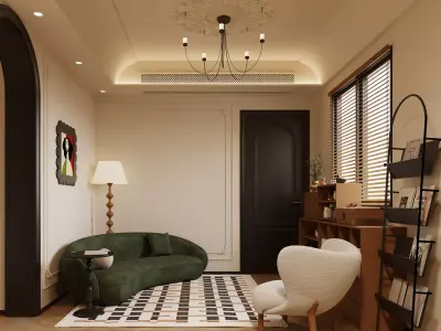 Luxury living room dining room interior scenes 25 3D model