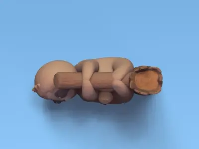 Sloth with Baby 3D print model