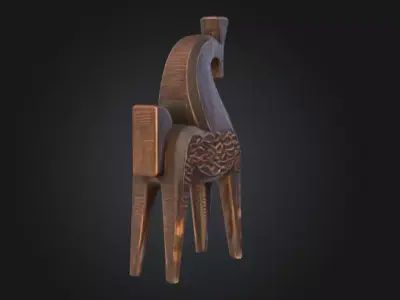 Wood Abstract Horse Low-poly 3D model
