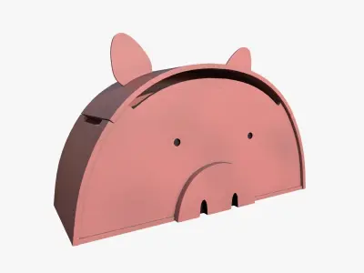 Pig Toy Box for Playing Equipments Child Room Plastic Edition 3D model