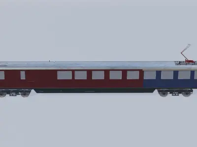 Historical German dining car in red and blue 3D model