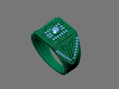Gents Rings Diamond Men Ring STL 3DM 3D ready print model 3D print model