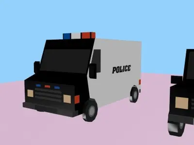 Low Poly Cartoon Police Car 3D Model 2025 Low-poly 3D model