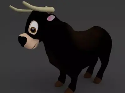Bull Cartoon Low-poly 3D model