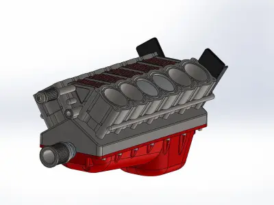 V12 Cylinder with other parts 3D print model
