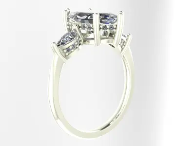 Diamond classic Ring to print 3 Sizes 3D print model
