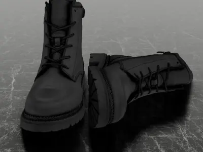 GREYDER 3D BOOTS - LEATHER - BLACK Low-poly 3D model