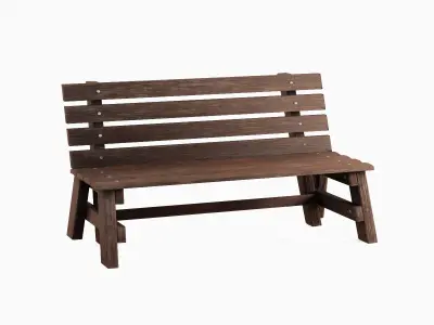 Wooden Outdoor Bench A 06 Low-poly 3D model