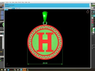 Luxury Letter H Pendant for Jewelry 3992 3D print model