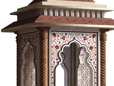 arabic exterior element fountain set 808 Low-poly 3D model