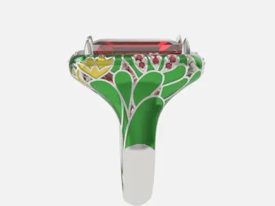flower ring with enamel 3D print model
