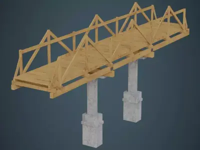 Plank Bridge 3A Low-poly 3D model