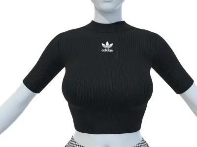  Adidas Originals Crop T-Shirt Top and Gingham Track Pants Low-poly 3D model