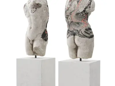 Tattoo classic man torso Low-poly 3D model