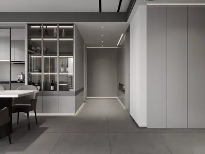 Modern living room dining room interior scenes 584 3D model