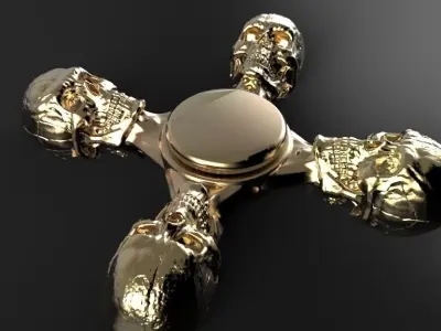 Premium spinner Skull 4-arm 3D print model
